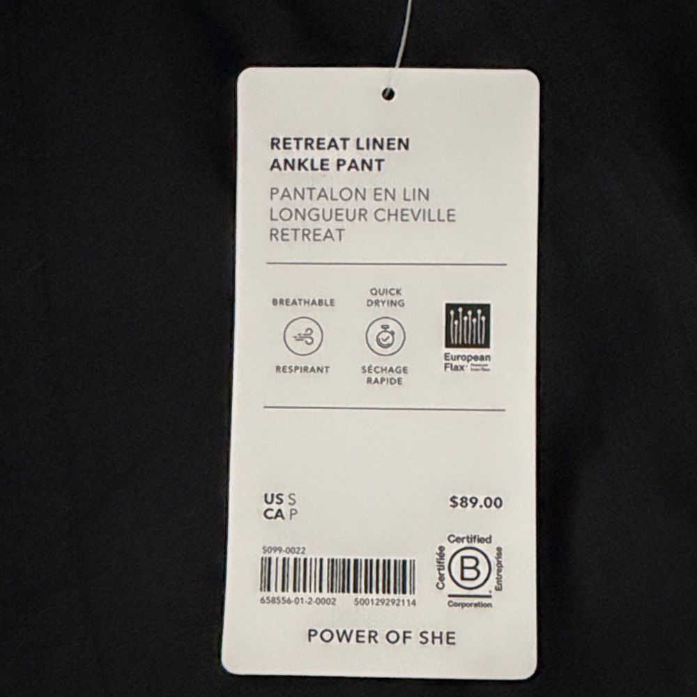 Athleta Black Linen Ankle Pants
